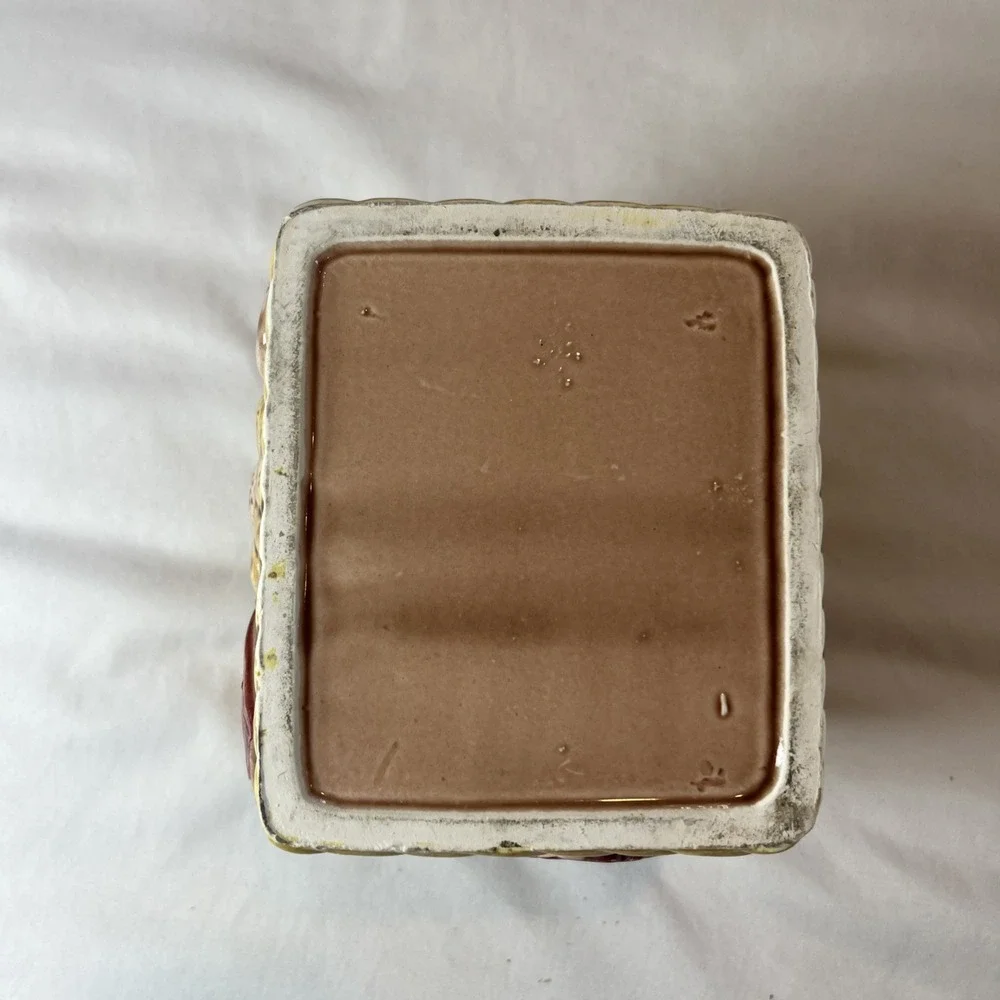 Vintage Ceramic Weaved Basket Looking Biscuit‎ Jar With Lid  5